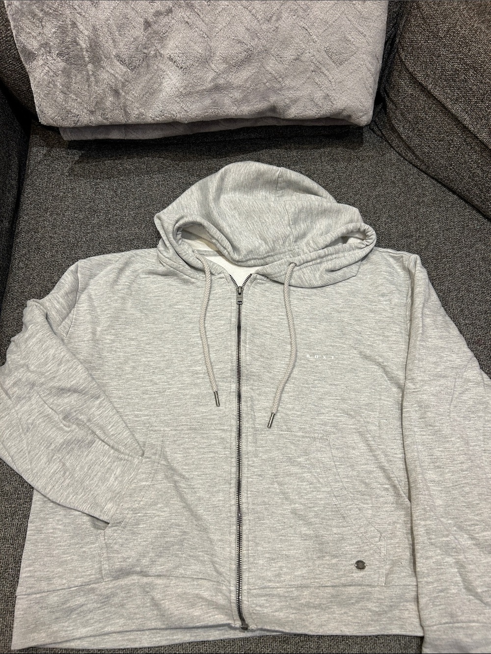 Roxy Youth Light Gray Zip-Up Hoodie